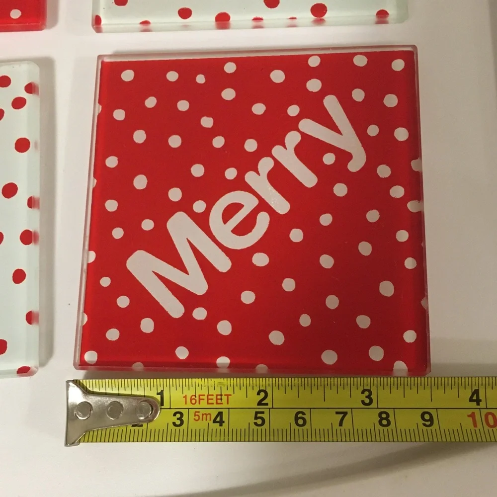 Glass Christmas Coasters - set of 4, Holiday, Unique Gift, Joy Cheers Jingle - Picture 8 of 14